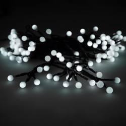 Guirnalda Luces Navidad Esfera 120 Leds Luz Blanco Frio. Uso en Exteriores / Interiores Ip44