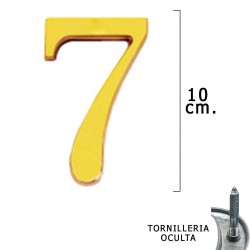 Numero Latón "7" 10 cm. con Tornilleria Oculta (Blister 1 Pieza)